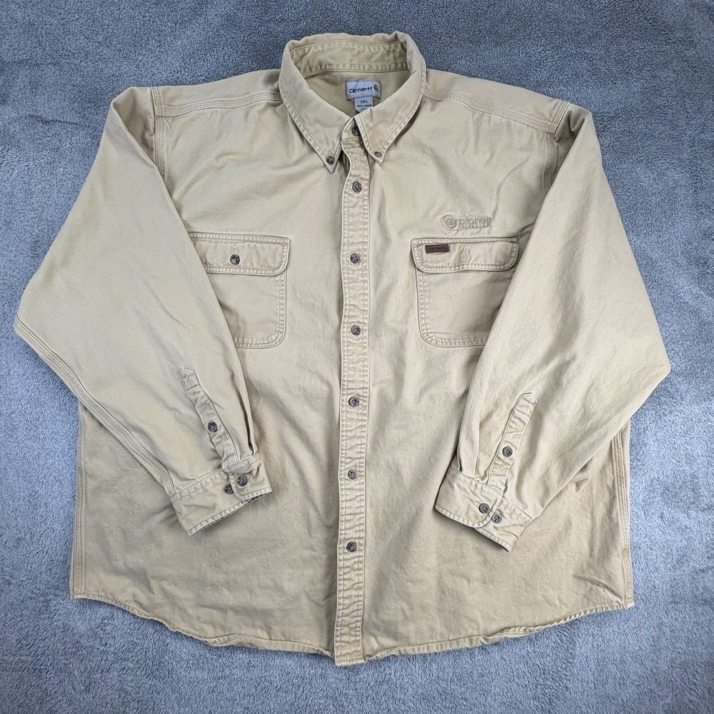 Carhartt Vintage 90s Cotton Thick And Heavy Long Sleeve Chore Workwear Shirt 3XL